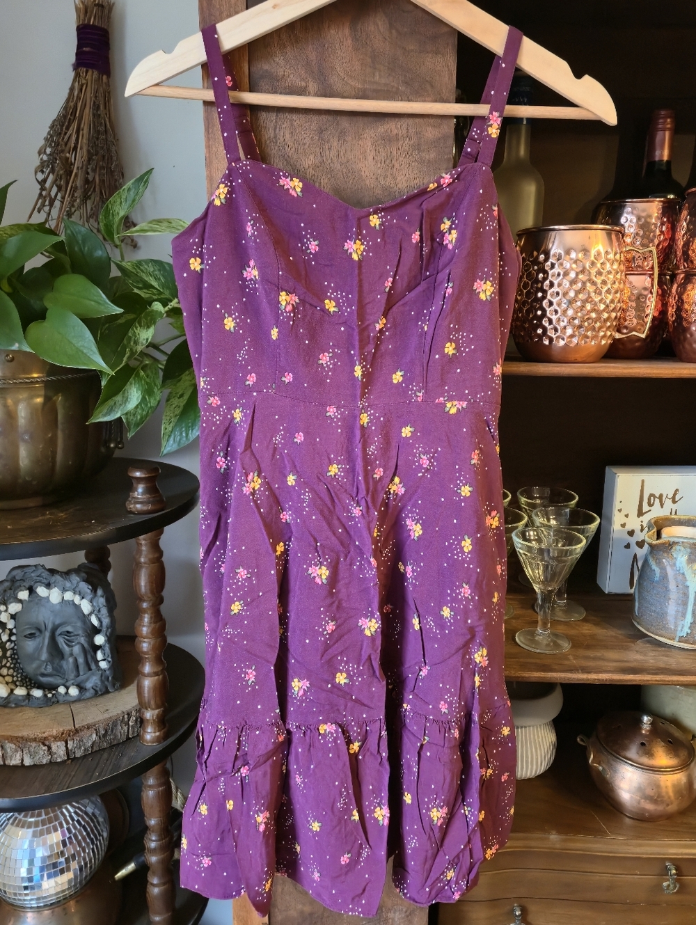 OLD NAVY Magenta Floral Tiered Sundress, Small